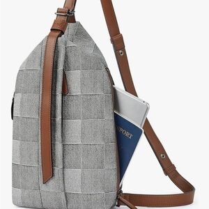 NWT Denim and Brown Cross Body Travel Bag